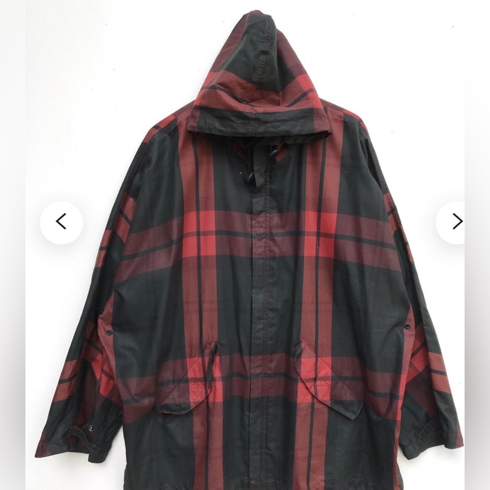VTG Polo Ralph Lauren Oversized Plaid Tartan Hoodie Jacket Large 80s Rare HTF